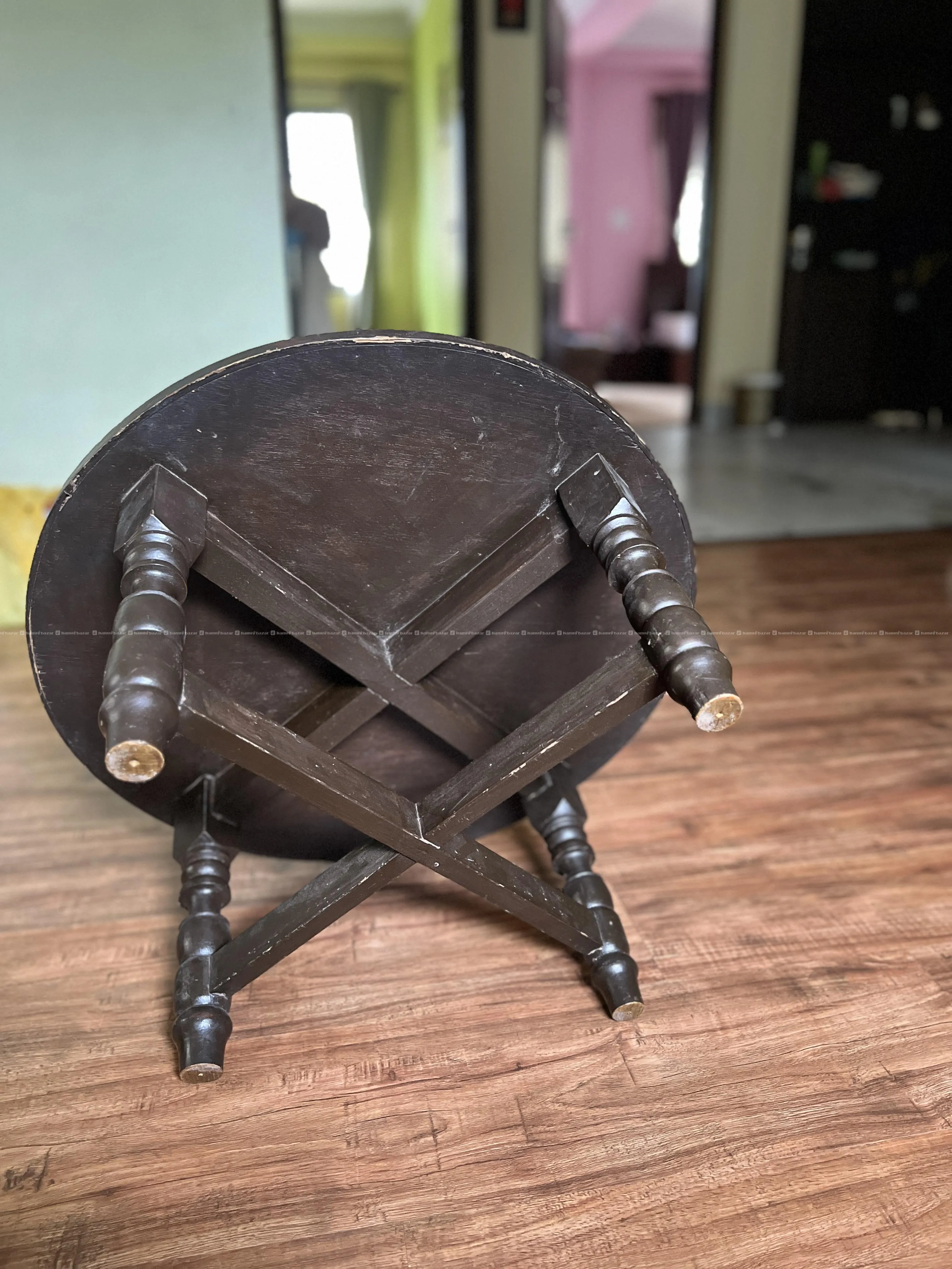 Round low wooden table 2