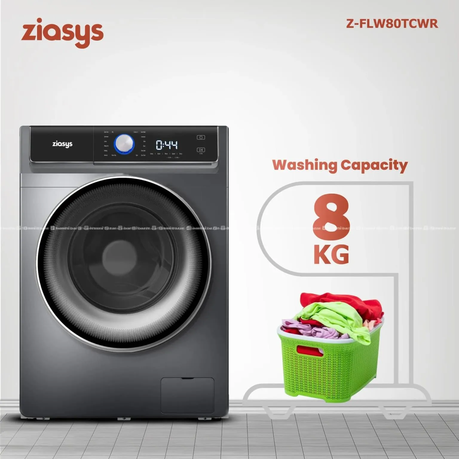 Ziasys Z -FLW80TCWR Front Load Washing Machine 8Kg 3