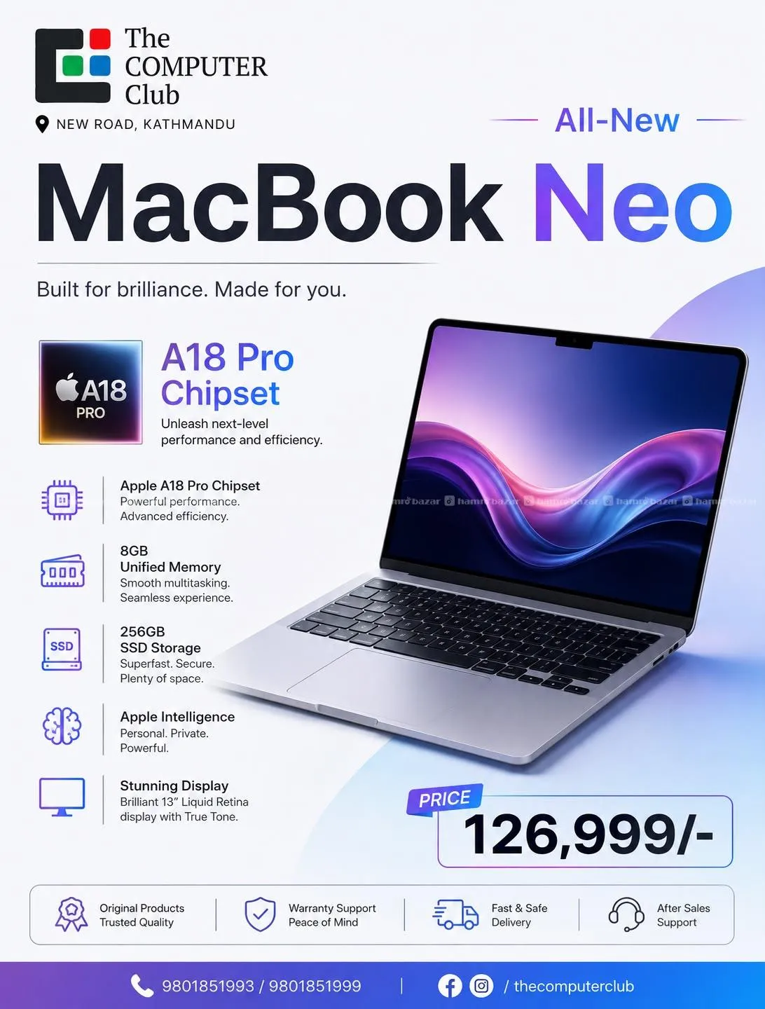 APPLE MACBOOK NEO A18 PRO CHIPSET 8/256GB SEAL 1