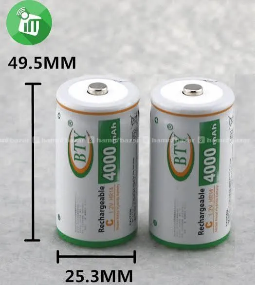 BYT 4000mah Rechargeable Ni-MH Batteries (1 Pair) 2