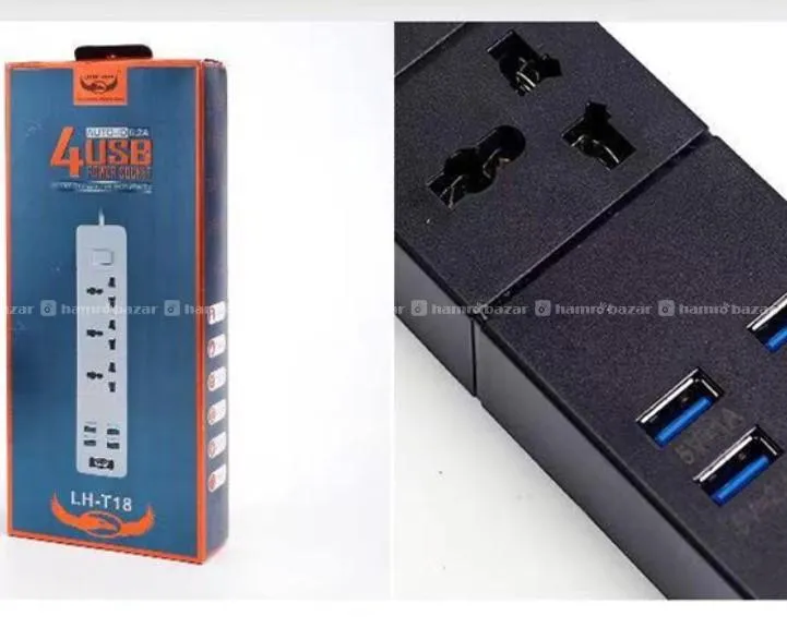 Lucky Hawk LH-T18 3 Way + fast charge 4 USB port LH-T18 Extension Power Code 2