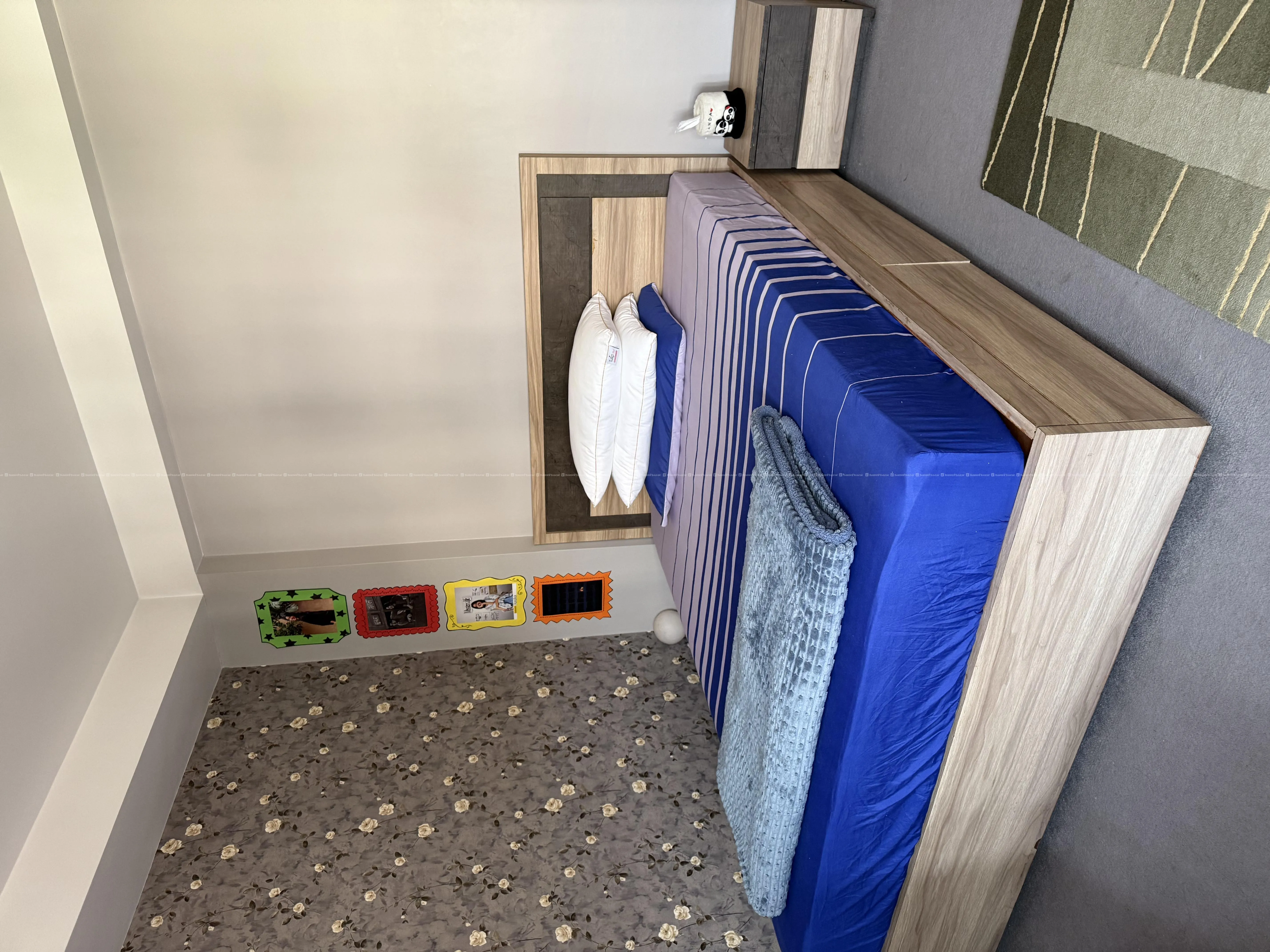 Queen sized bed with side tables and mattress 2