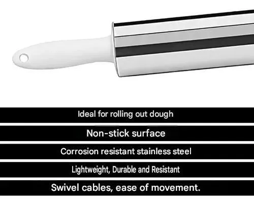 Rolling Pin Stainless Steel with Plastic Handles 4