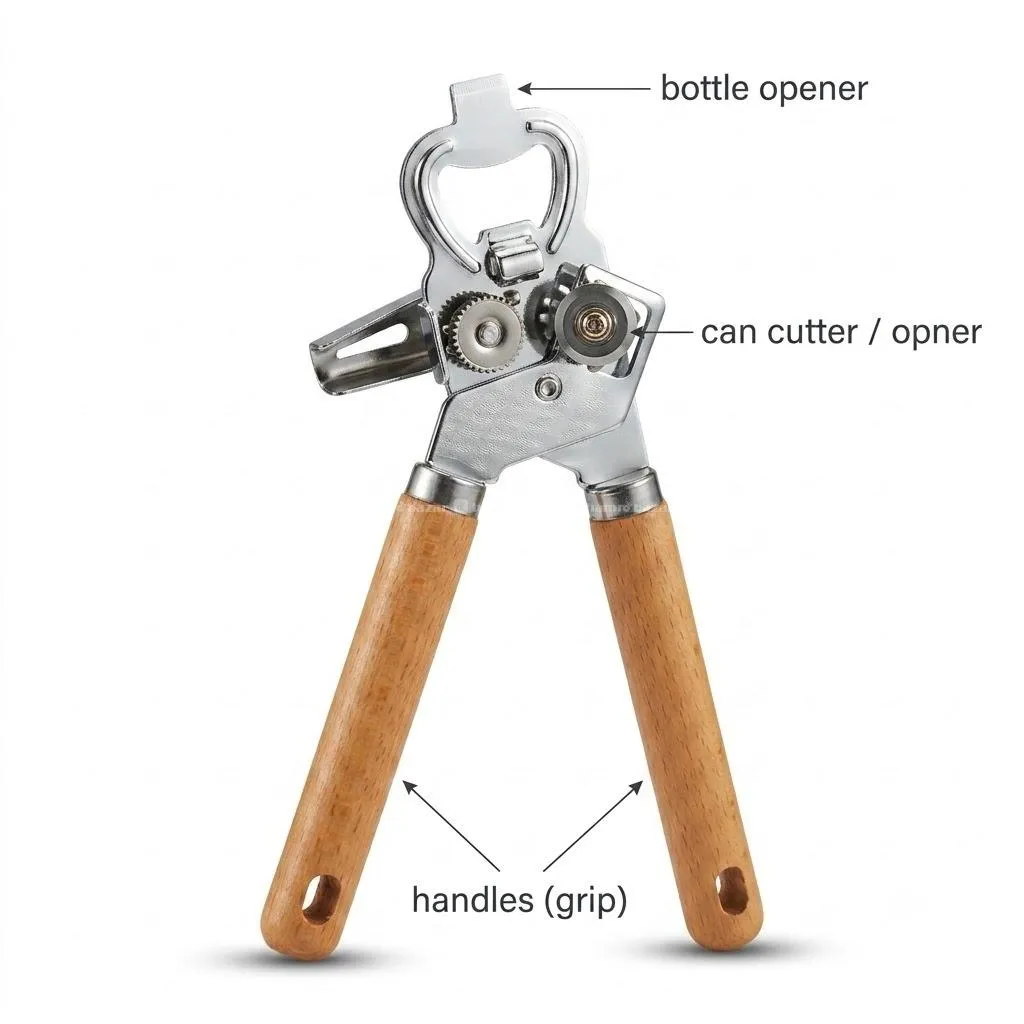 Can Opener Manual with Wooden Handle 2
