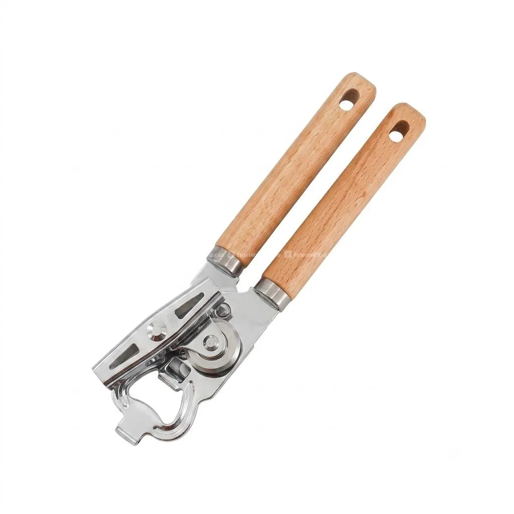Can Opener Manual with Wooden Handle 3