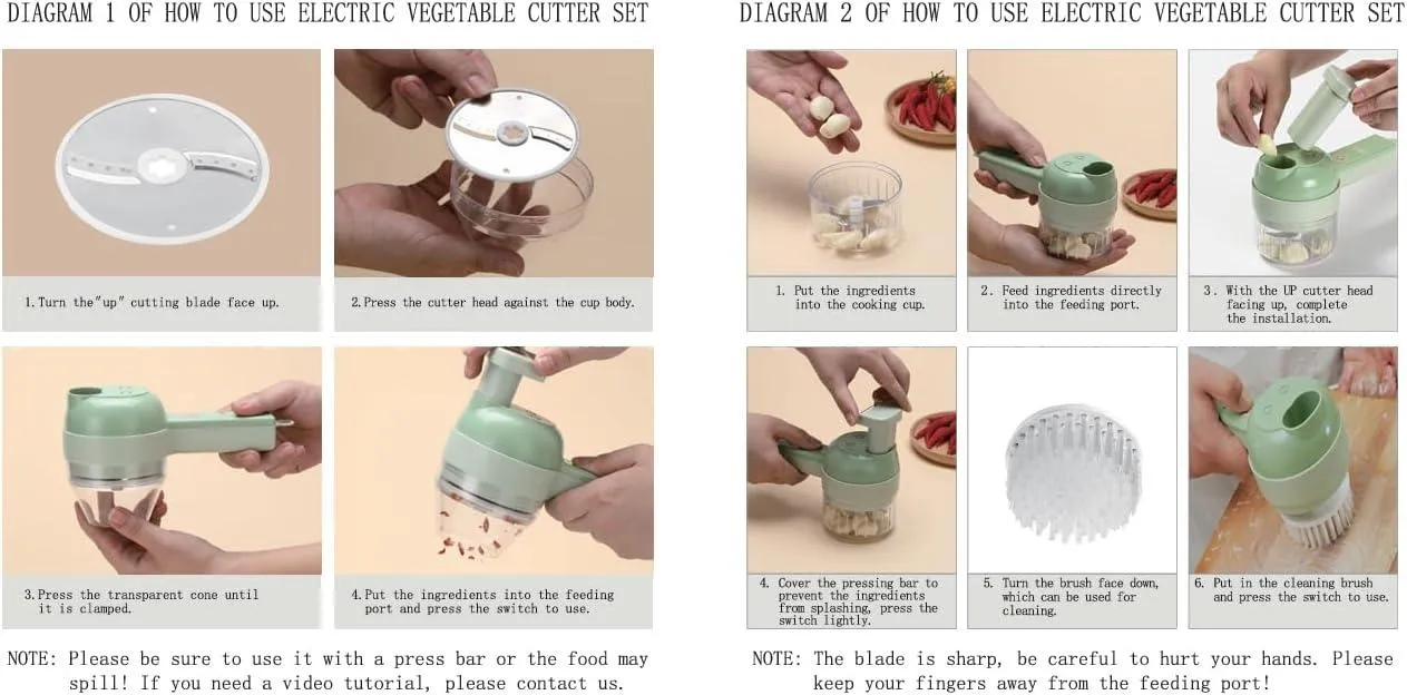 Vegetable Chopper 4-in-1 Electric 6