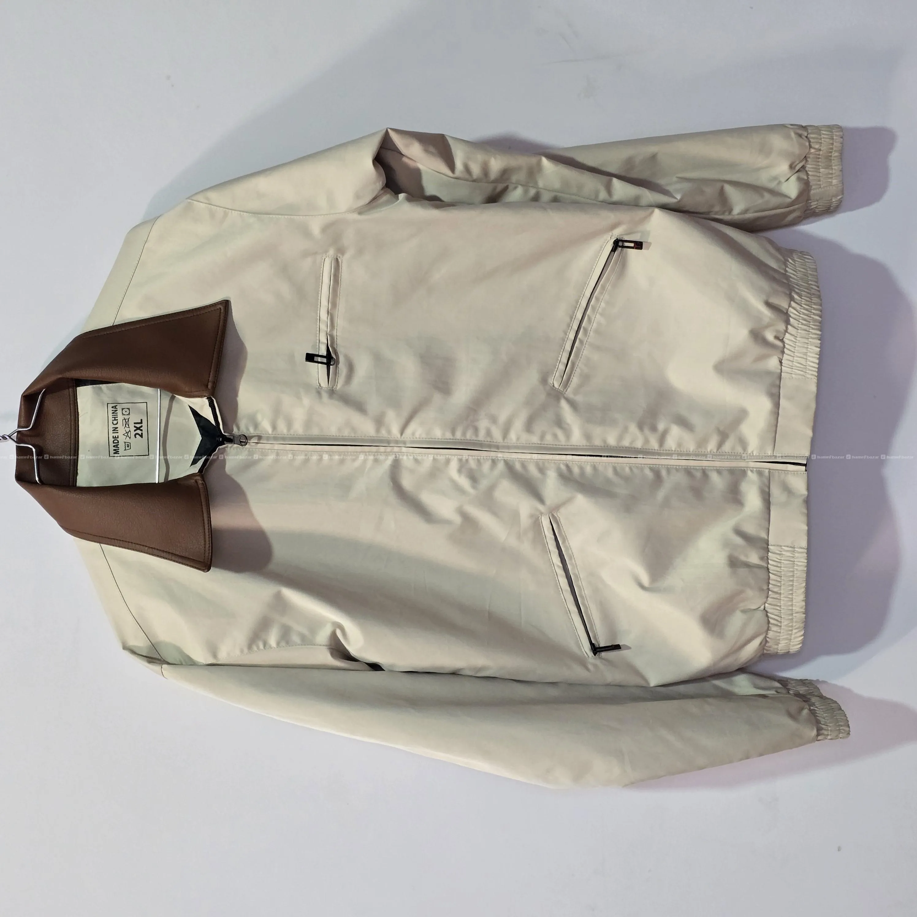 Mens Thrift cream suede leather collar Bomber Jack 5