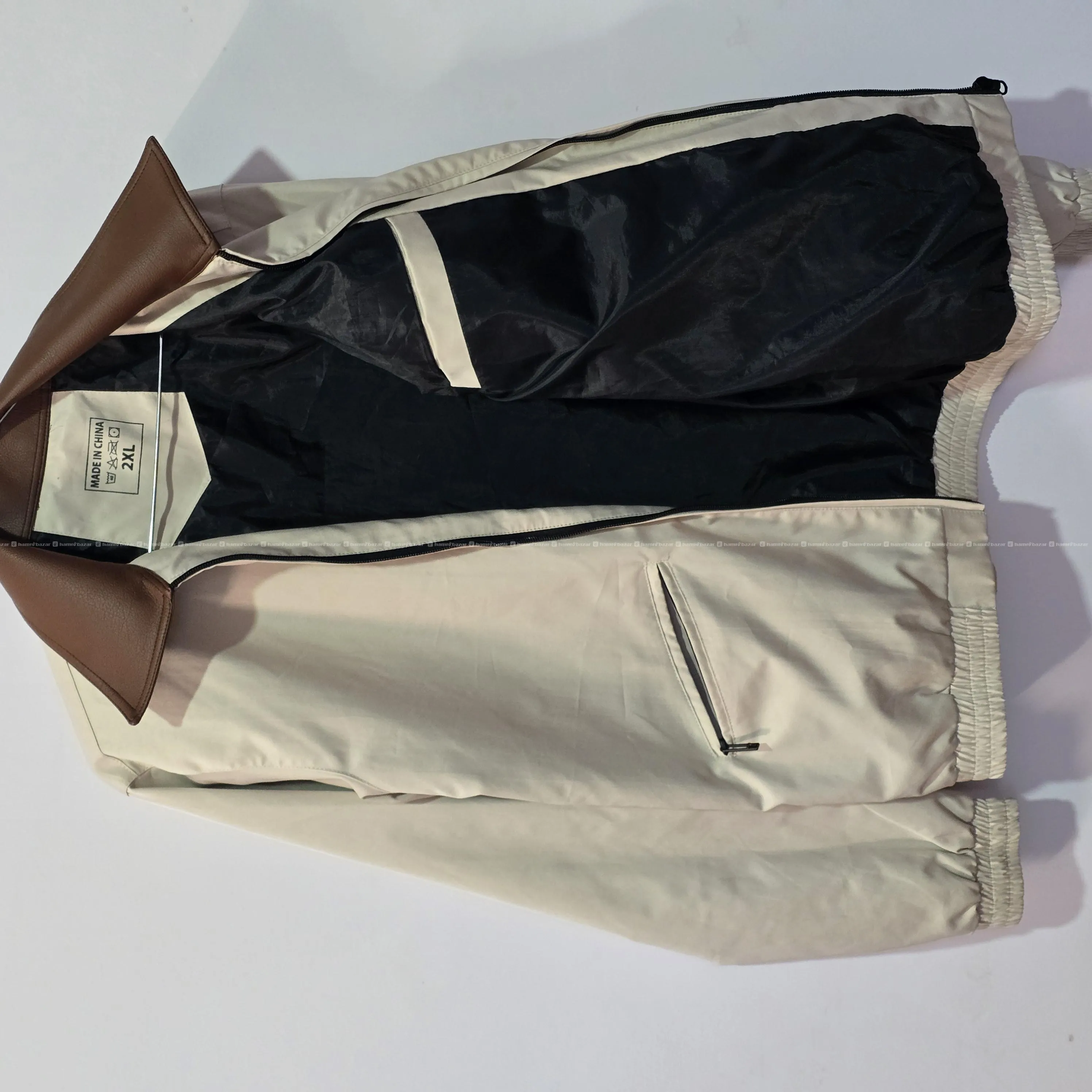 Mens Thrift cream suede leather collar Bomber Jack 7