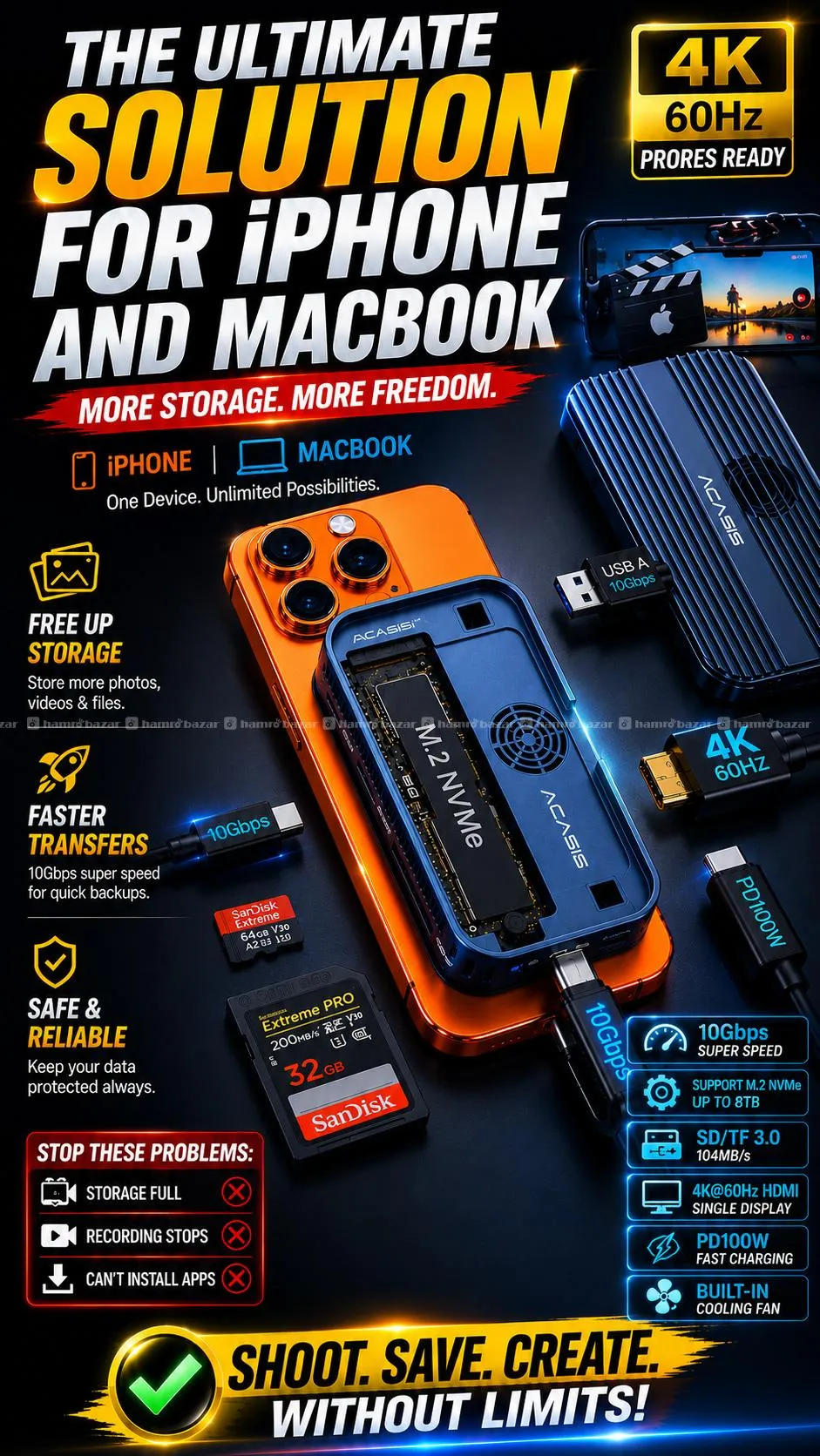 ACASIS EC-1401 10Gbps USB-C SSD Dock 4K@60Hz 5
