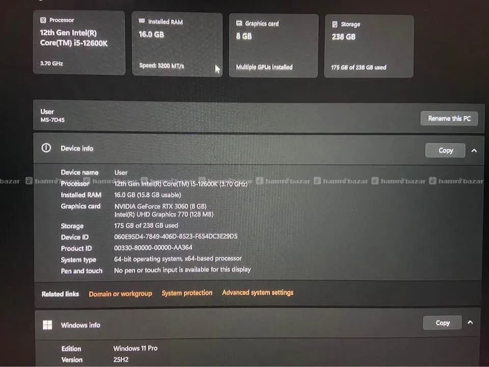 GAMING PC URGENT SELL I5 12 RTX 3060 4