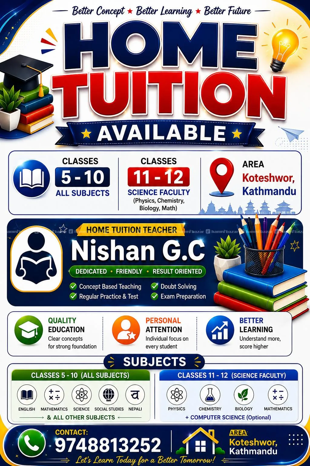 Home Tuition  for class 5 to 10 students