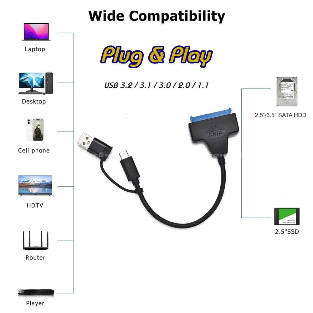 USB 3.0 to SATA/Type-C Adapter Sata Cable 6