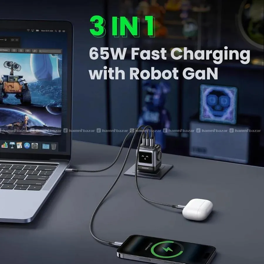 UGREEN 65W Robot Nexode 3 Port Robot GaN Charger 3
