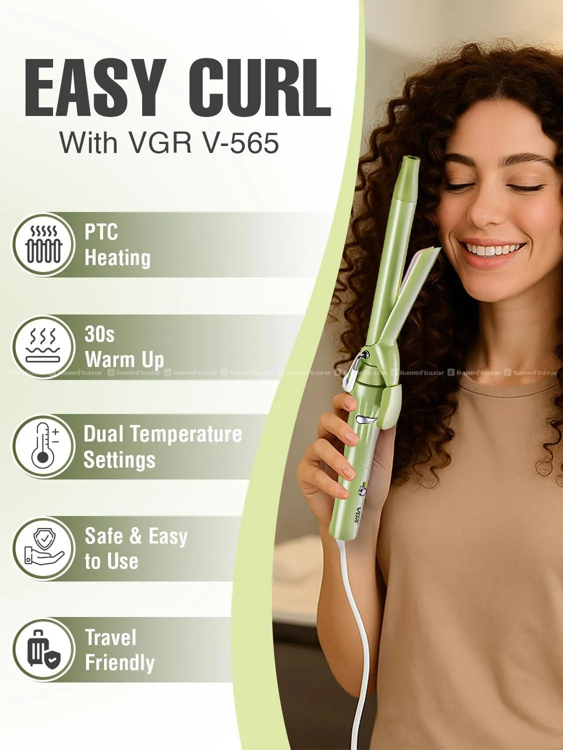 VGR V-565 Professional Electric Hair Curling Wand 3