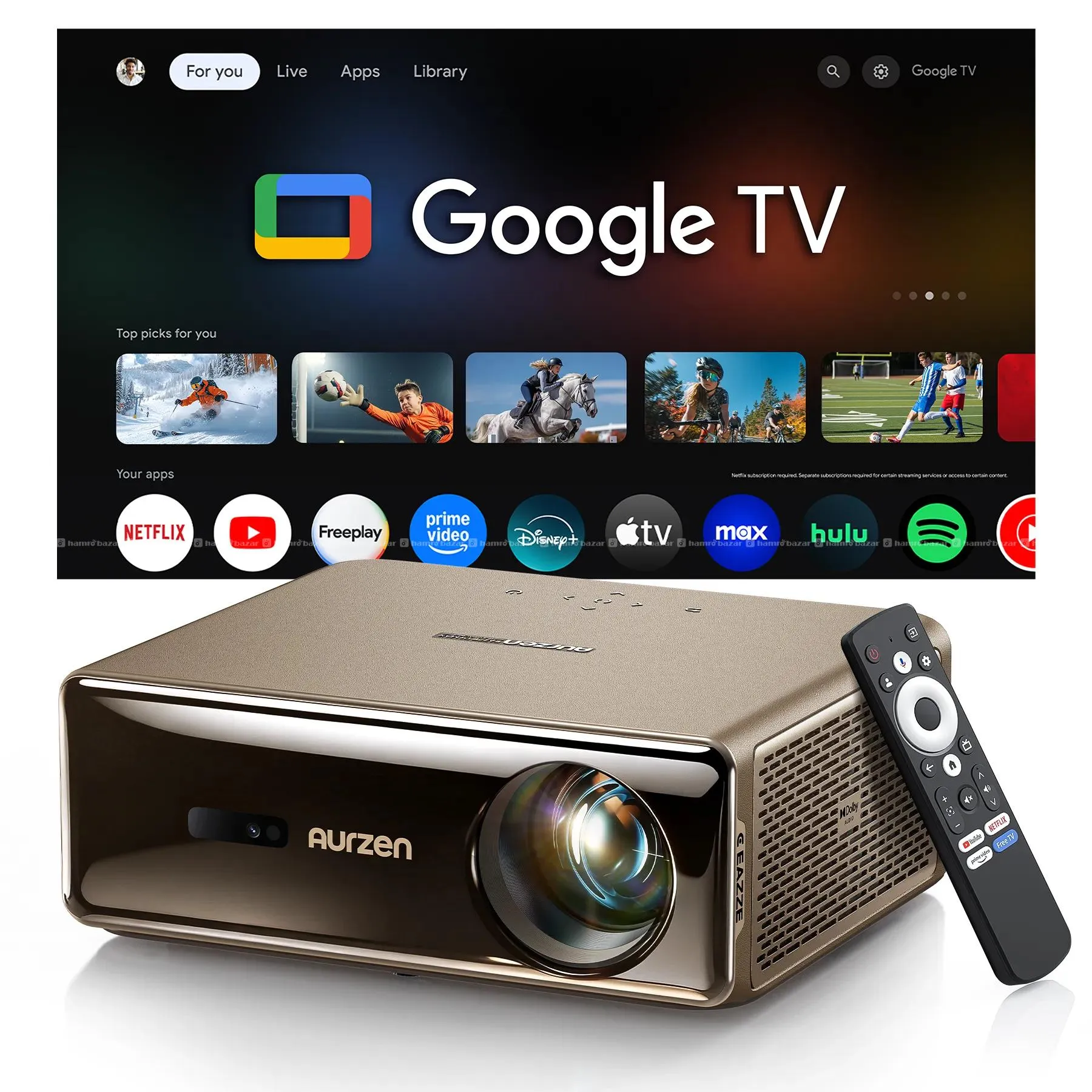 Aurzen EAZZE D1 MAX Google TV Smart Projector 4