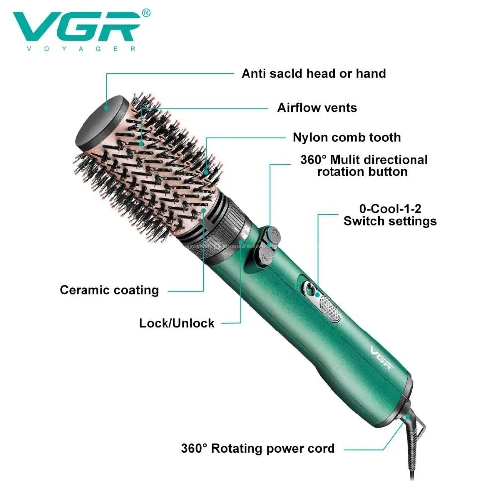 VGR V-498 2 in 1 Hair Dryer Brush Hot Air Styler 4