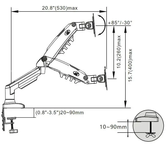 NB North Bayou F160 Dual Monitor Arm for 17′′–27" 2
