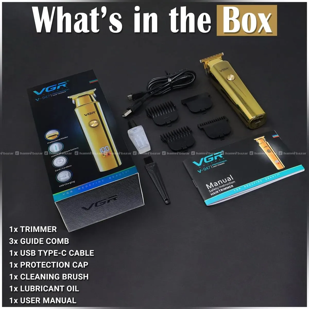 VGR V-947 Rechargeable Professional Hair Trimmer 5