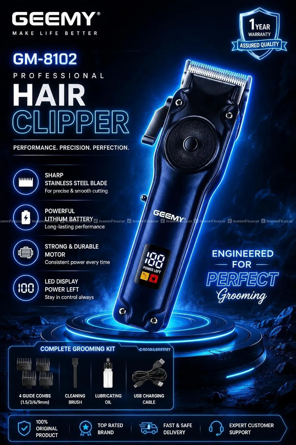 Geemy GM-8102 Professional Hair Clipper for Men 5