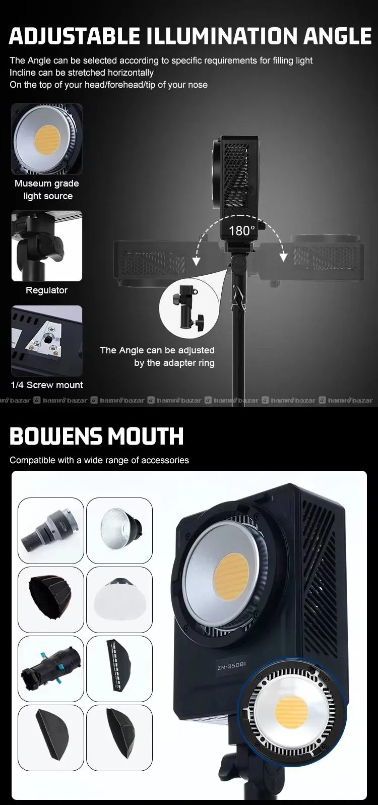 ZSYB ZM-350BI Bi-Color (300wt COB Studio Light) 8