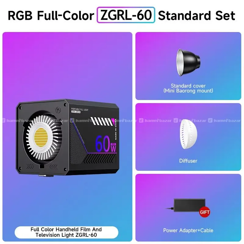 ZGRL-60RGB 60W Handheld COB Video Light 2