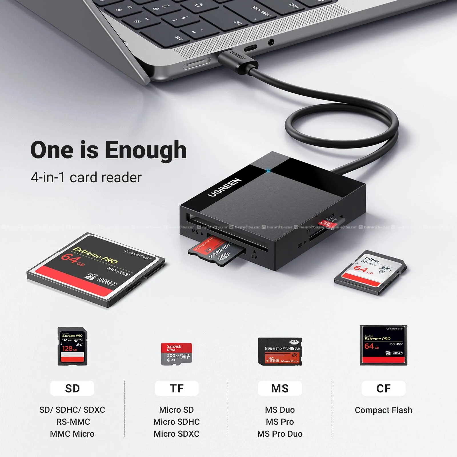 UGREEN 50cm USB 3.0 All in One Card Reader CR125 8