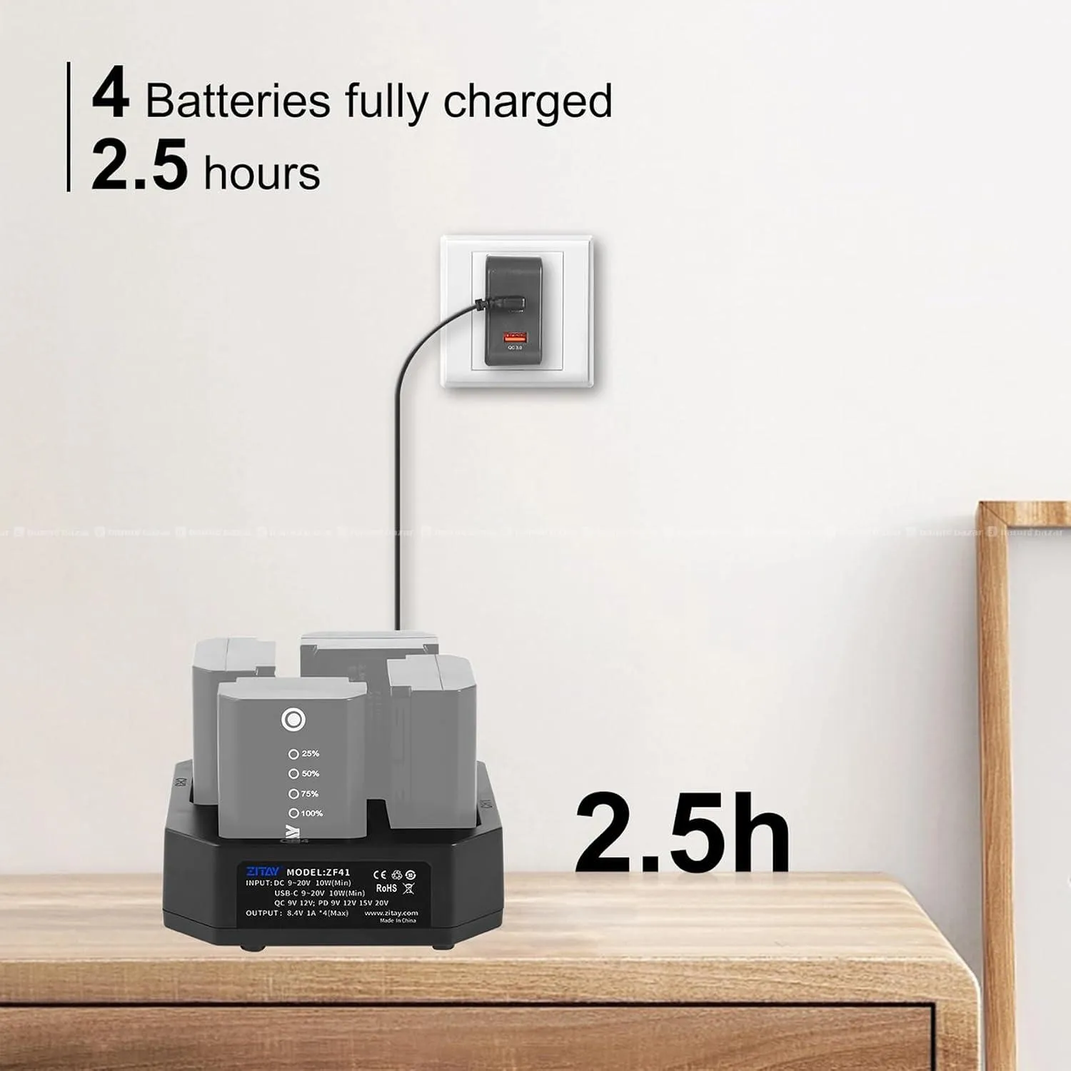 ZITAY NP-FZ100 4-Channel Fast Charger 8