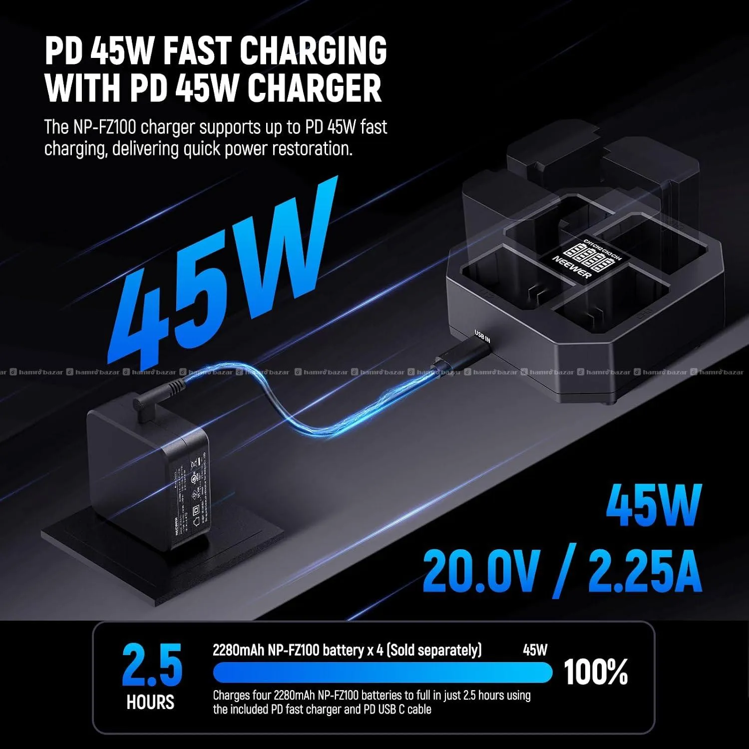 ZITAY NP-FZ100 4-Channel Fast Charger 7