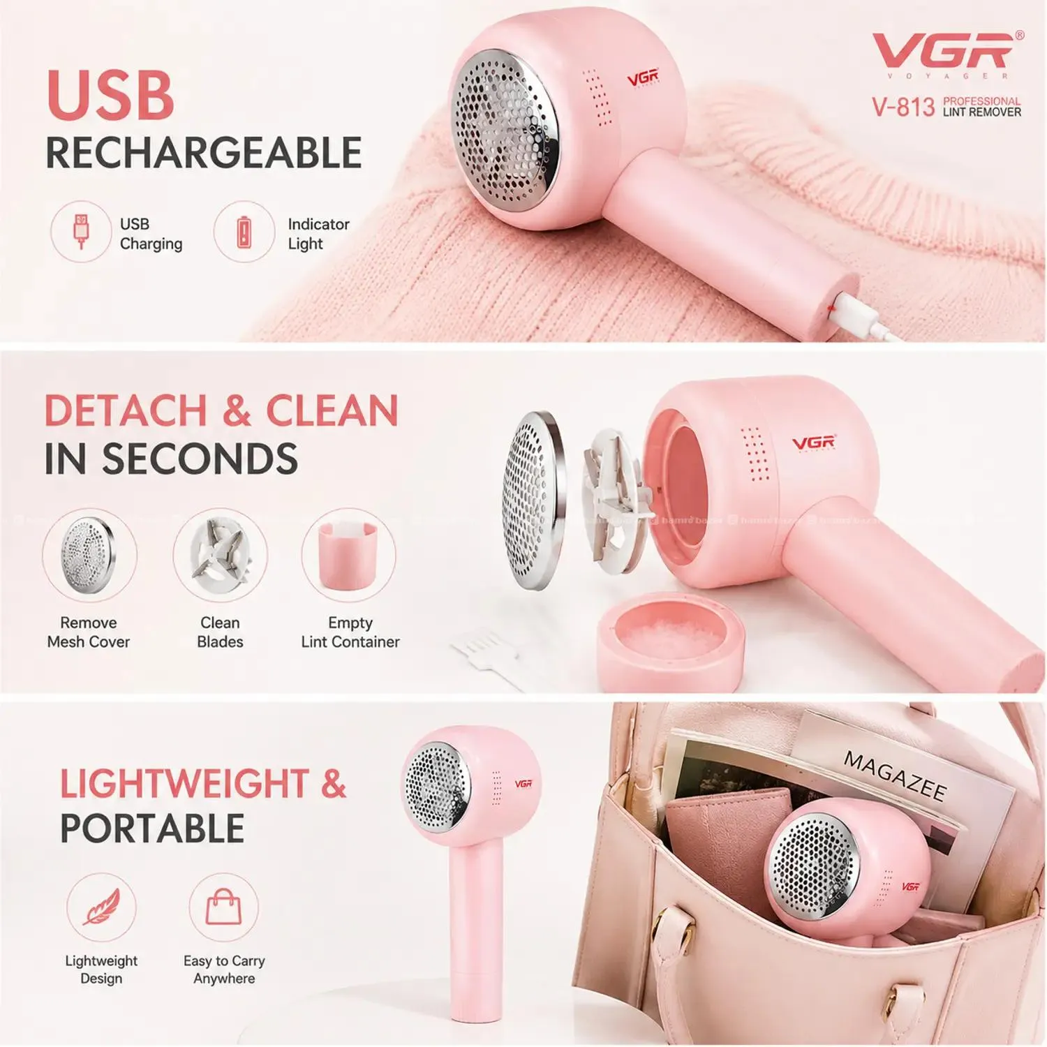 VGR V-813 Professional Rechargeable Lint Remover 2