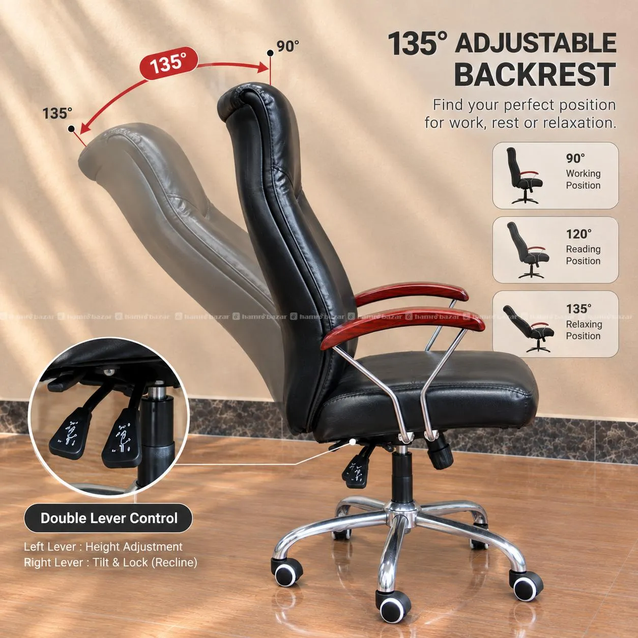 Refurbished Executive Office Chair |135° Reclining 3