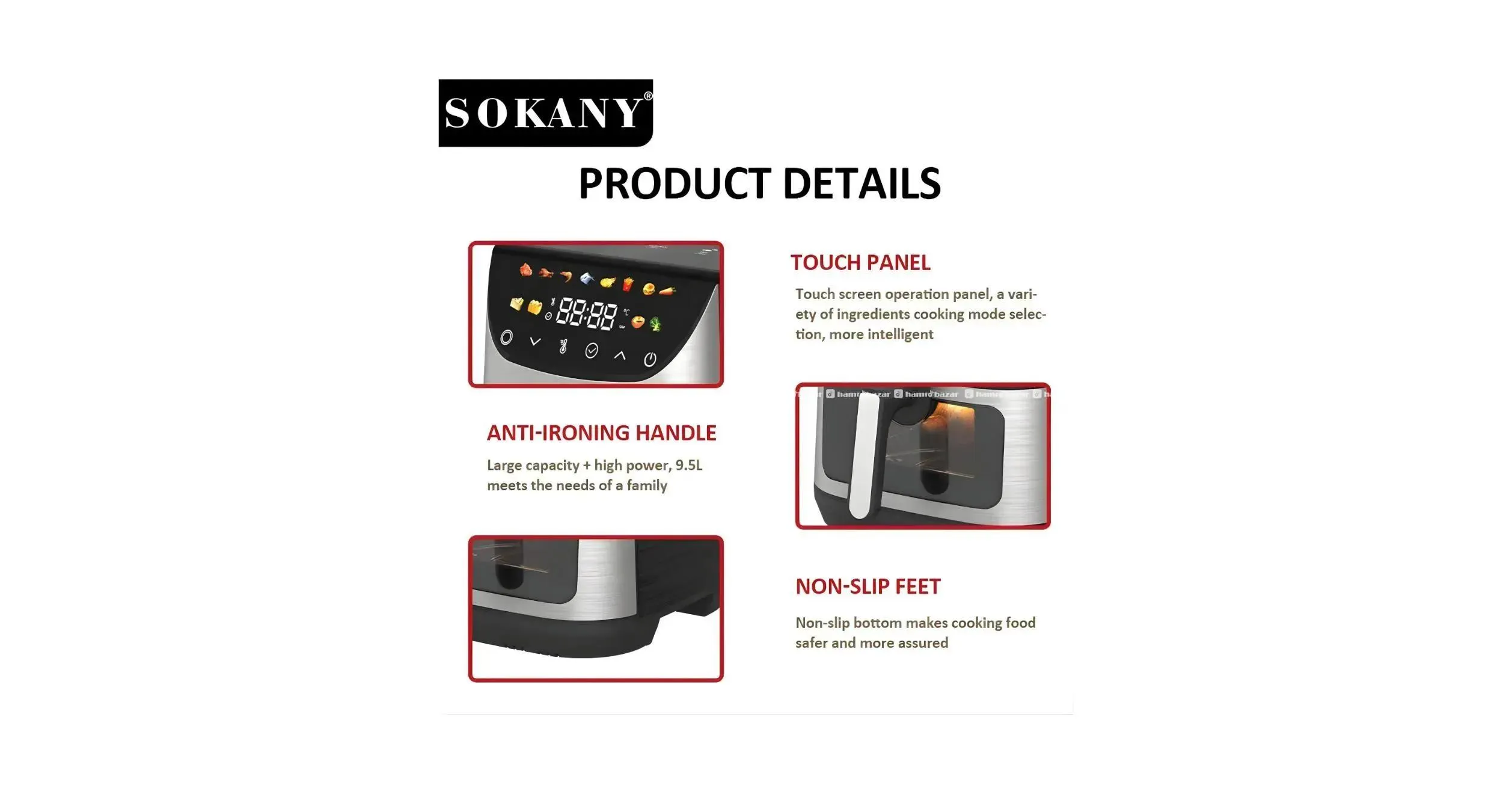 Sokany AirFryer 9.5L (SK 10067) sokany air fryer 2