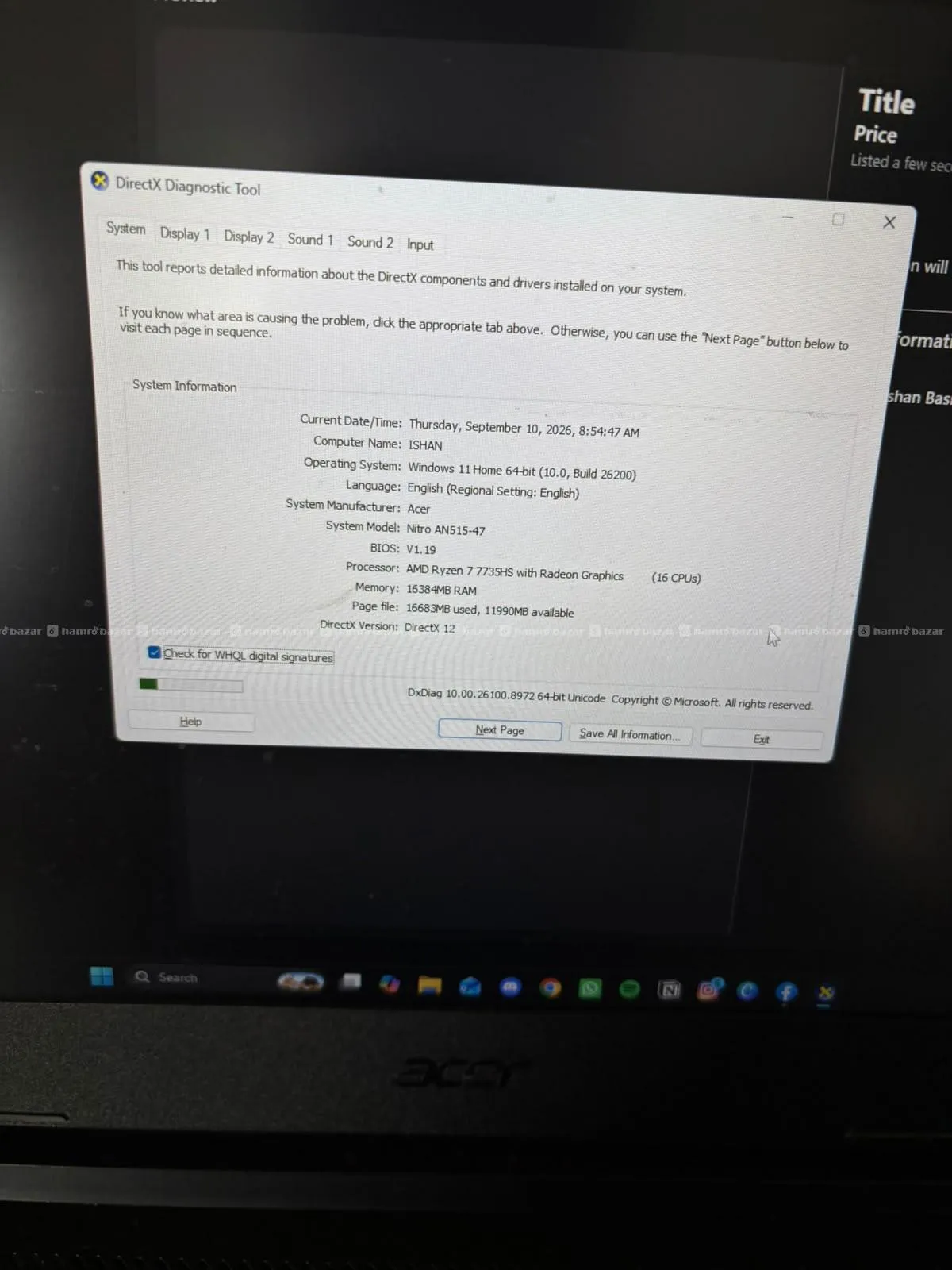 ACER Nitro 5 | 16GB RAM 2