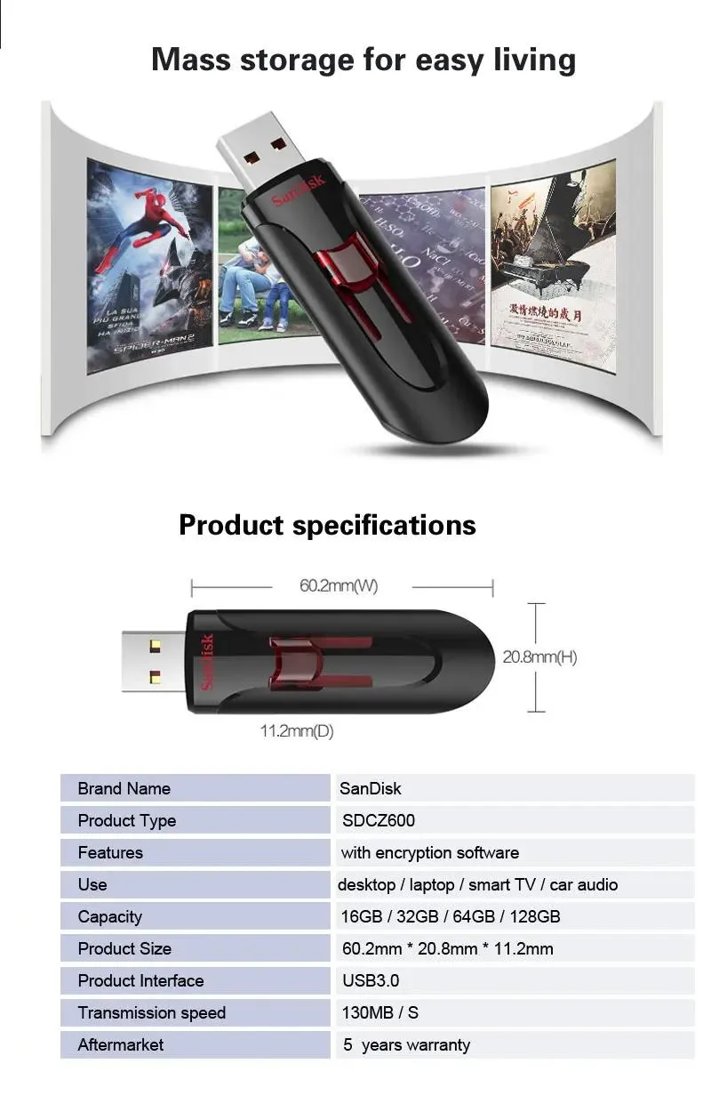 Cruzer Glide 3.0 USB Flash Drive - 128GB 4