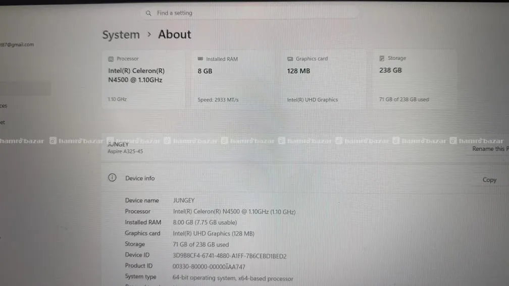 Acer aspire 3 N4500 2