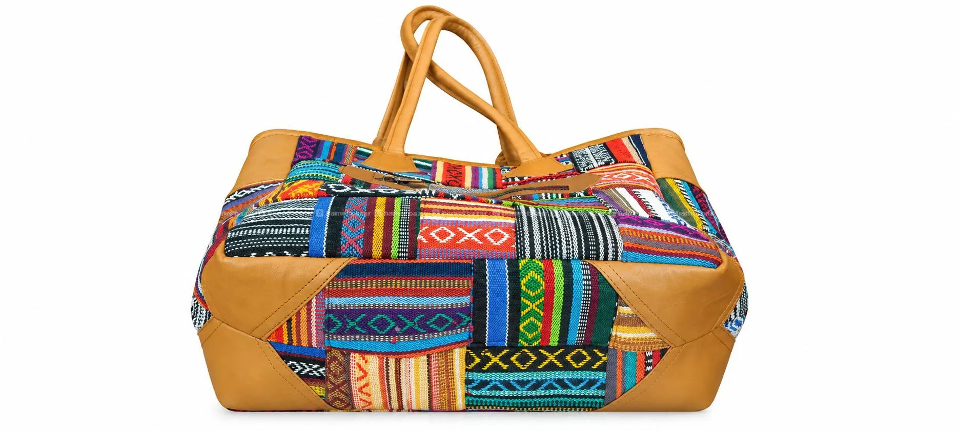 Cotton & leather Patchwork Bag Tote Bag 4
