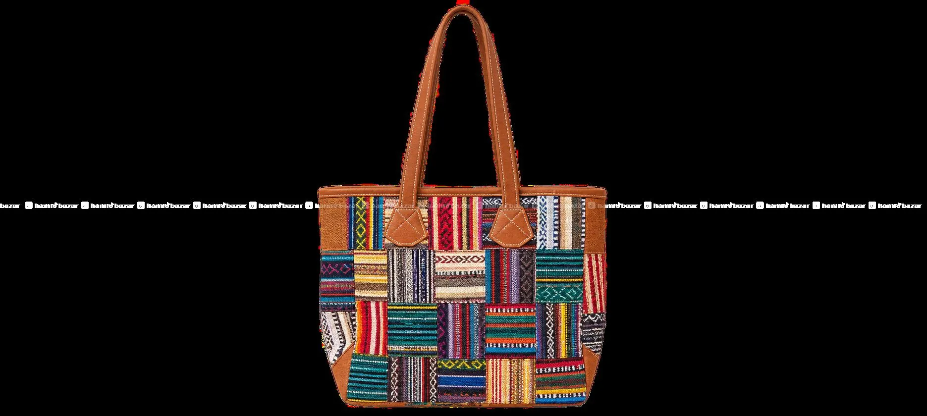 Cotton & leather Patchwork Bag Tote Bag 3