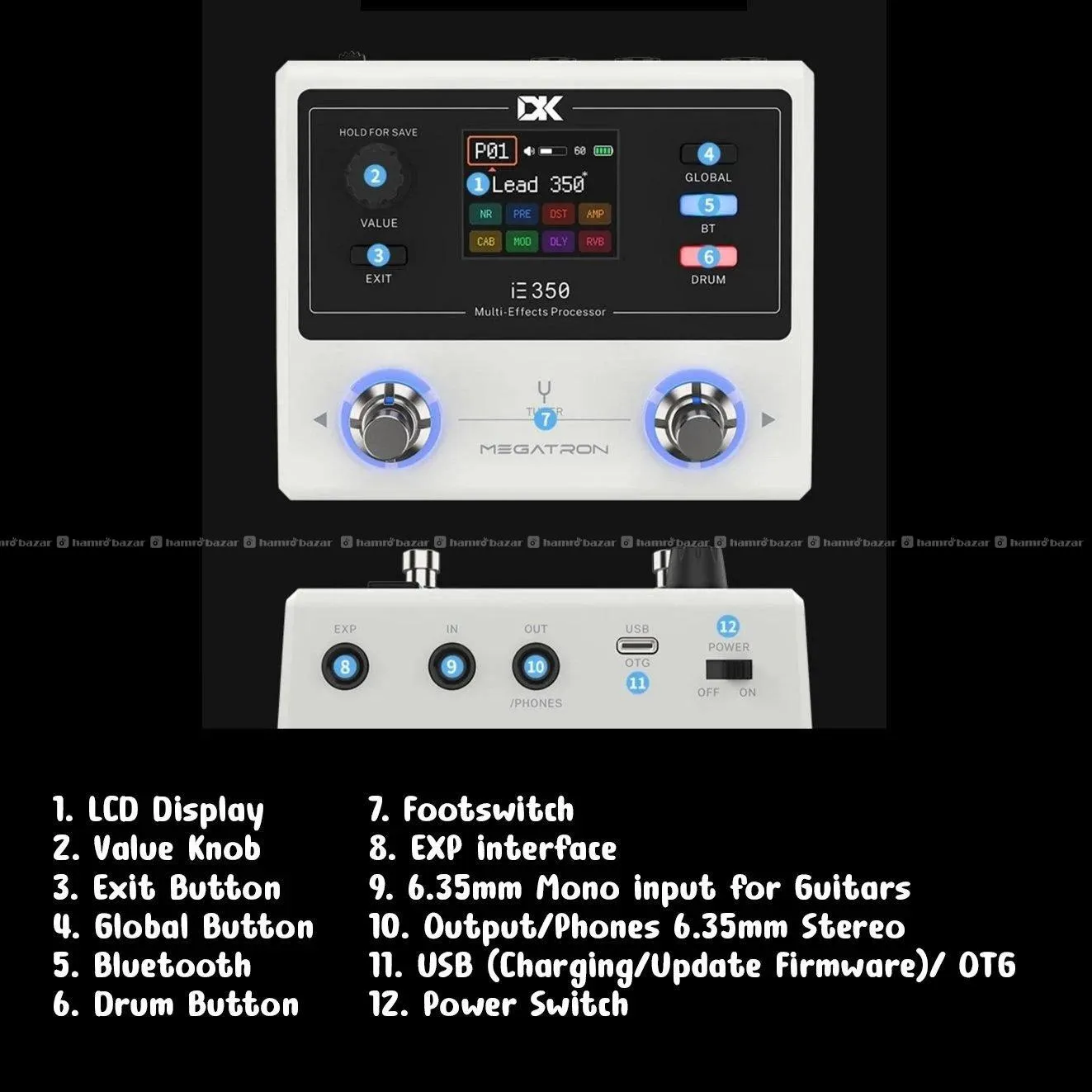 DK iE350 Multi Effect Processor Rechargeable Pedal 3