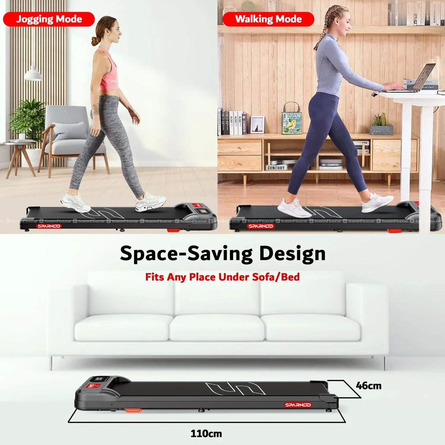 Sparnod STH-3002 2-in-1 Walking Pad & Treadmill 3