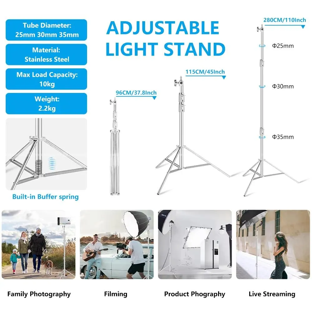 2.8m Heavy Duty Stainless Steel Light Stand 5