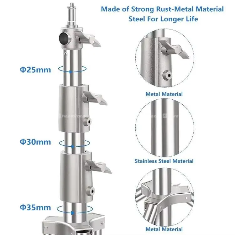 2.8m Heavy Duty Stainless Steel Light Stand 8