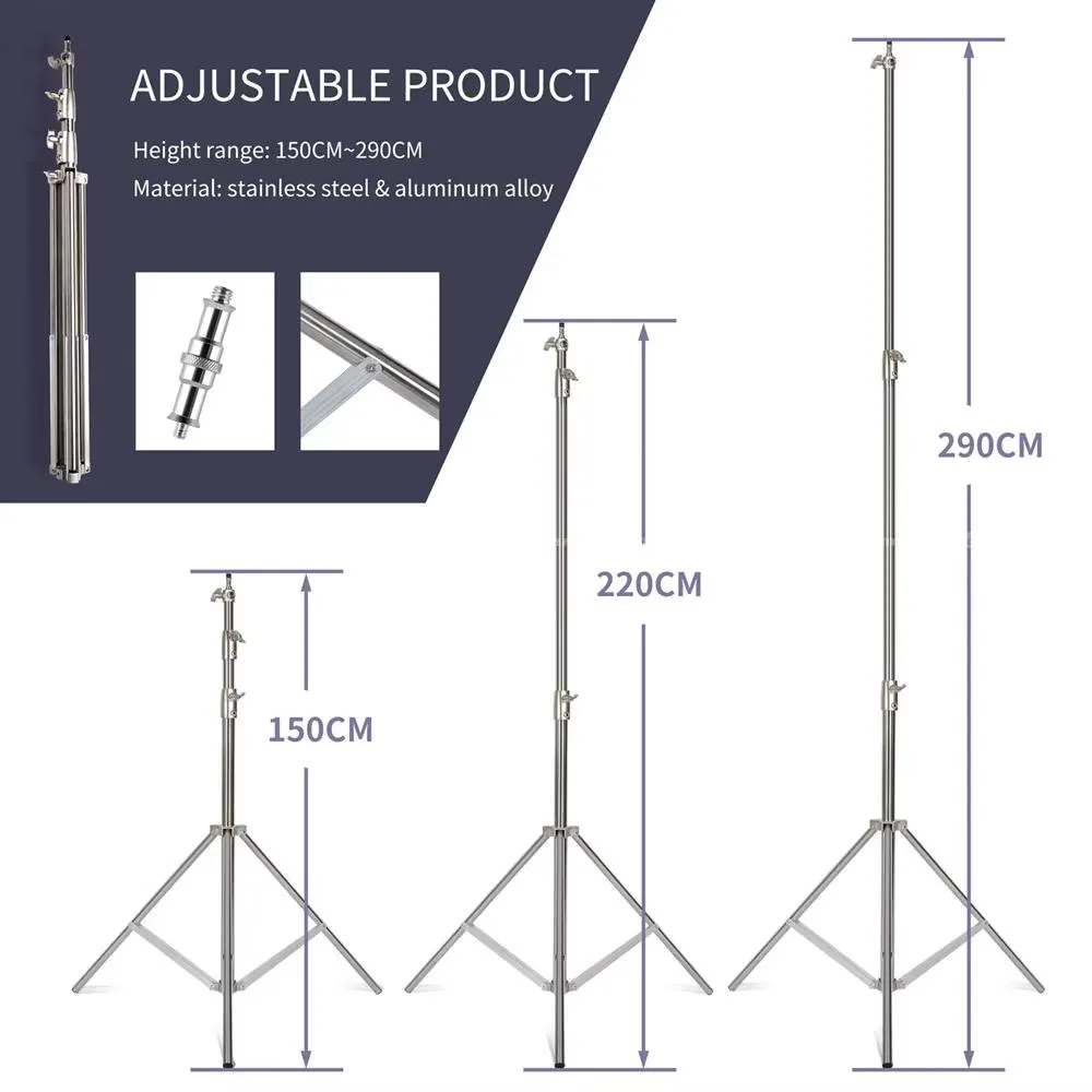 2.8m Heavy Duty Stainless Steel Light Stand 4