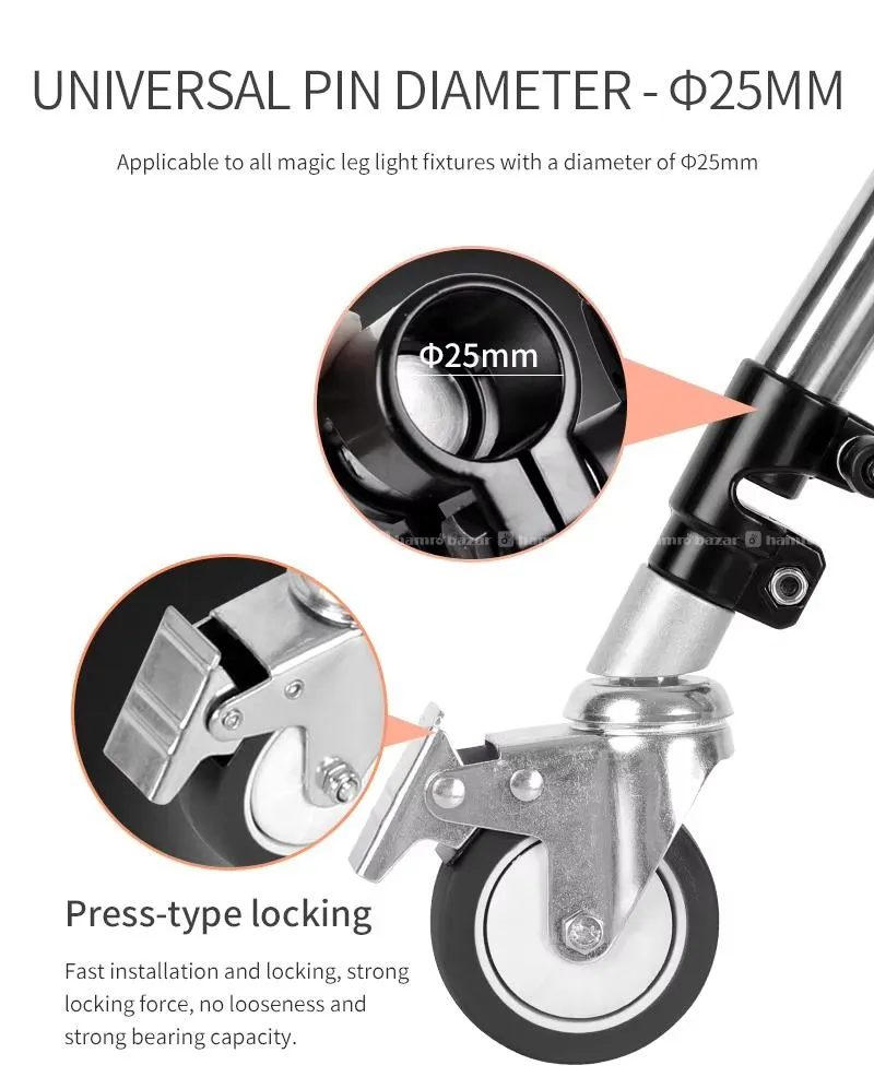 Professional Universal C-Stand Wheels Set (3 Pcs)