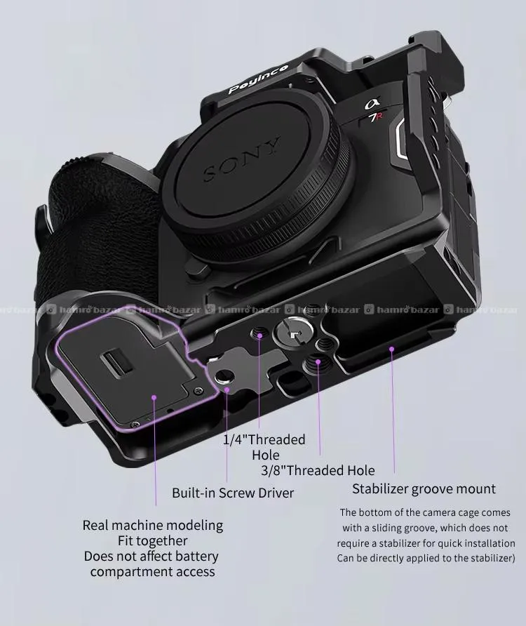 Poyinco Full Camera Cage for Sony A7 IV / A7R V 7