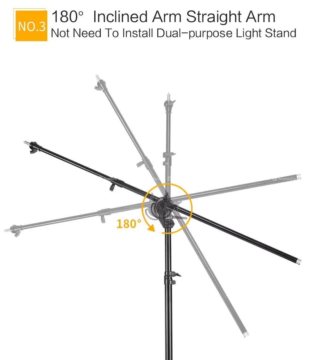 4m Dual-Use Light Stand (Attached Boom Arm) 7