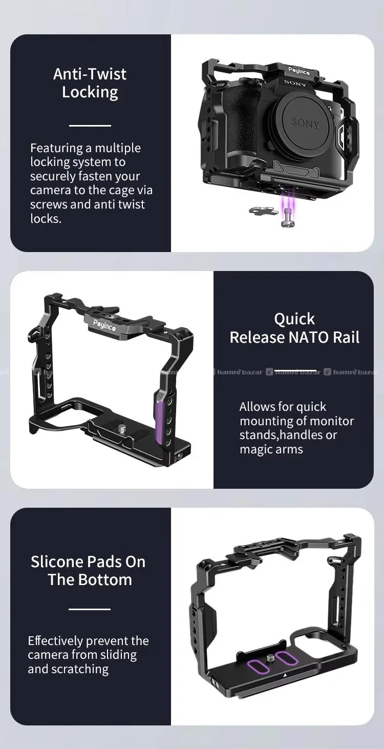Poyinco Full Camera Cage for Sony A7 IV / A7R V 6