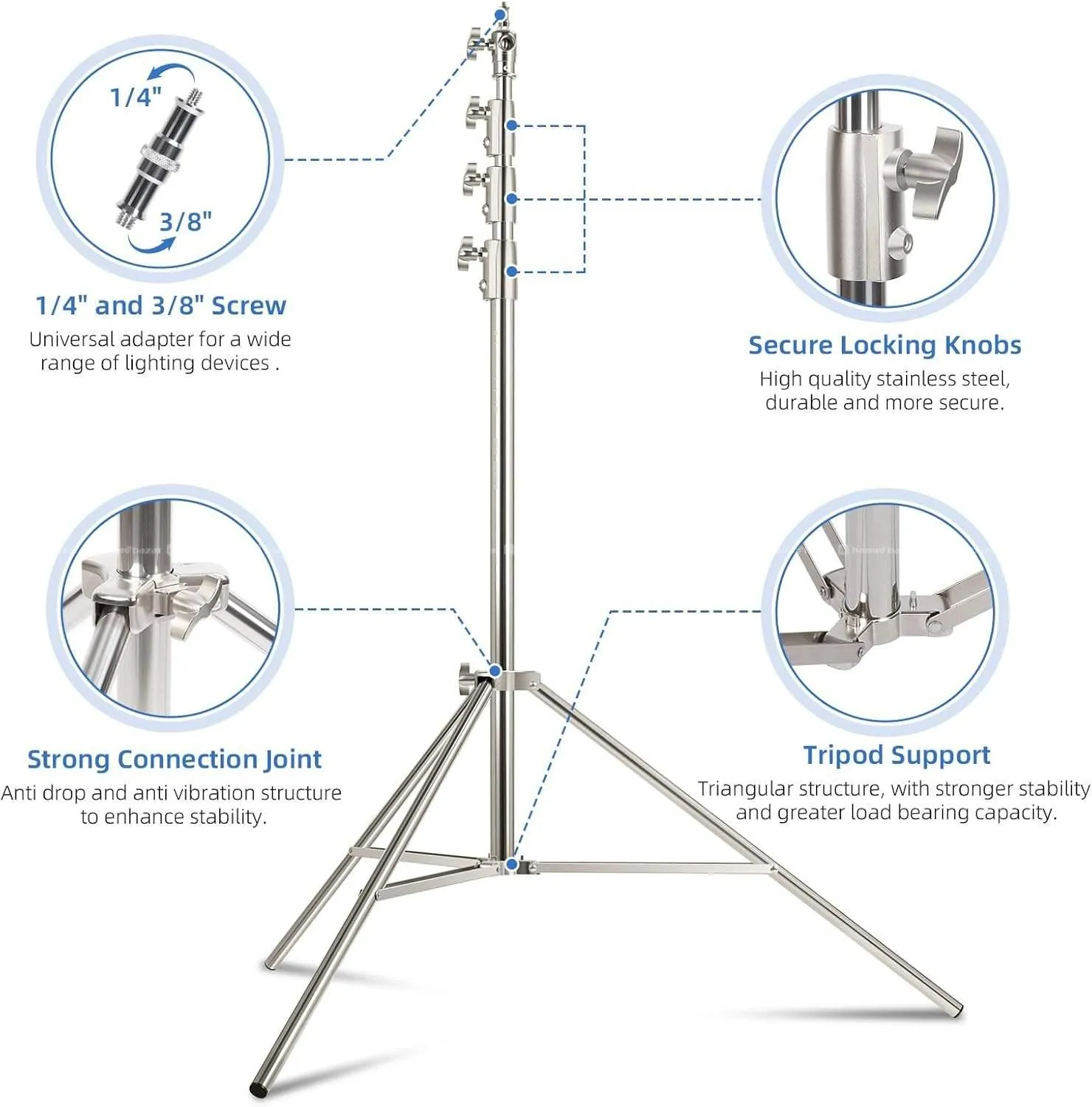 13ft Heavy Duty Stainless Steel Light Stand