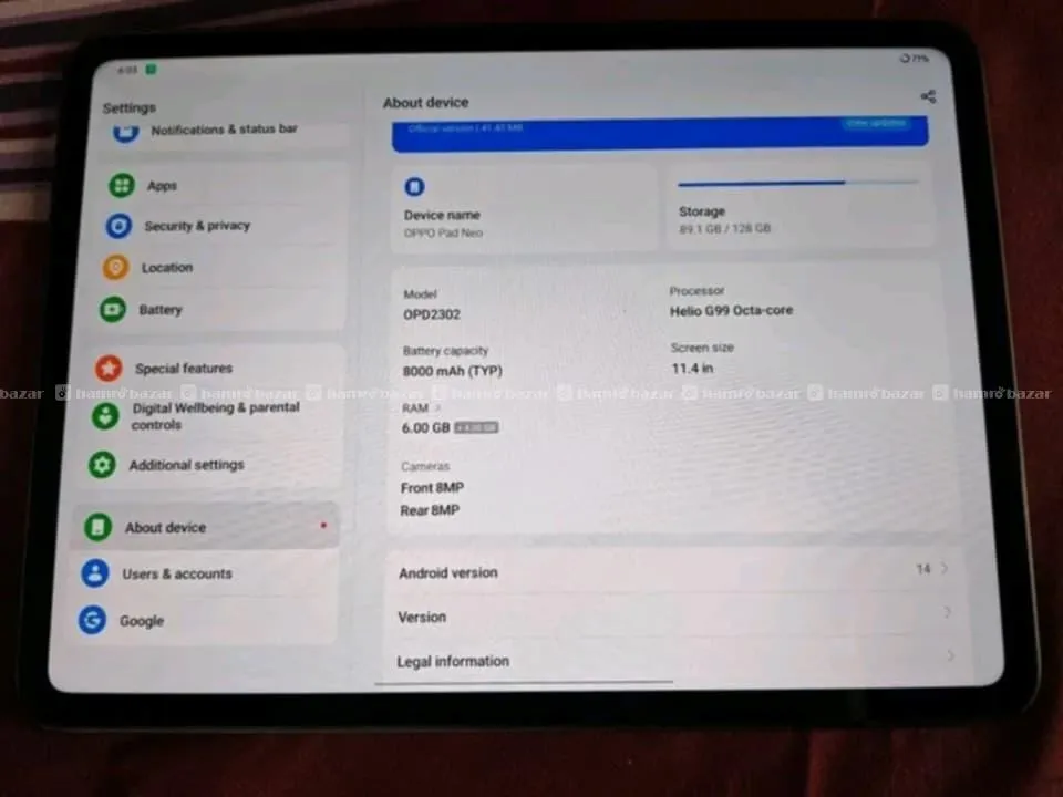 Oppo pad neo (6/128) 11.4 inch display 2