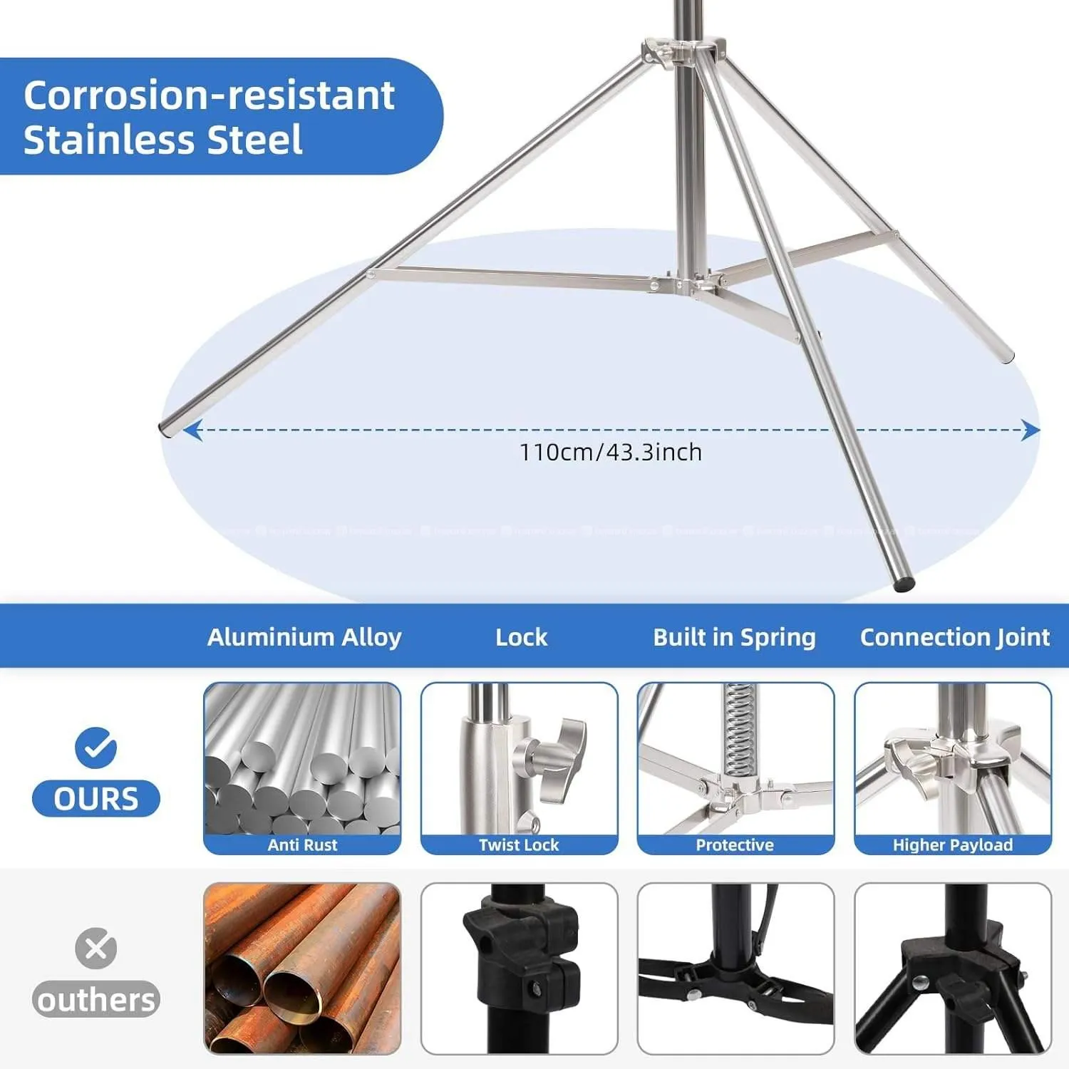 13ft Heavy Duty Stainless Steel Light Stand 5