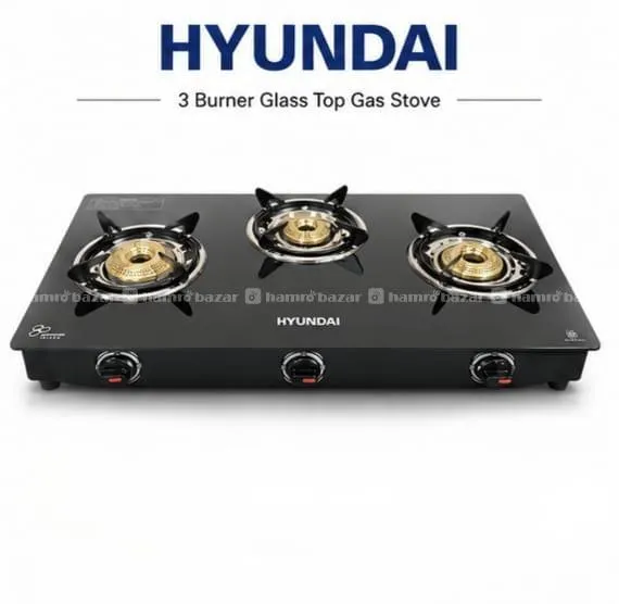 Hyundai Gas Stove 3 Burner Glass Top