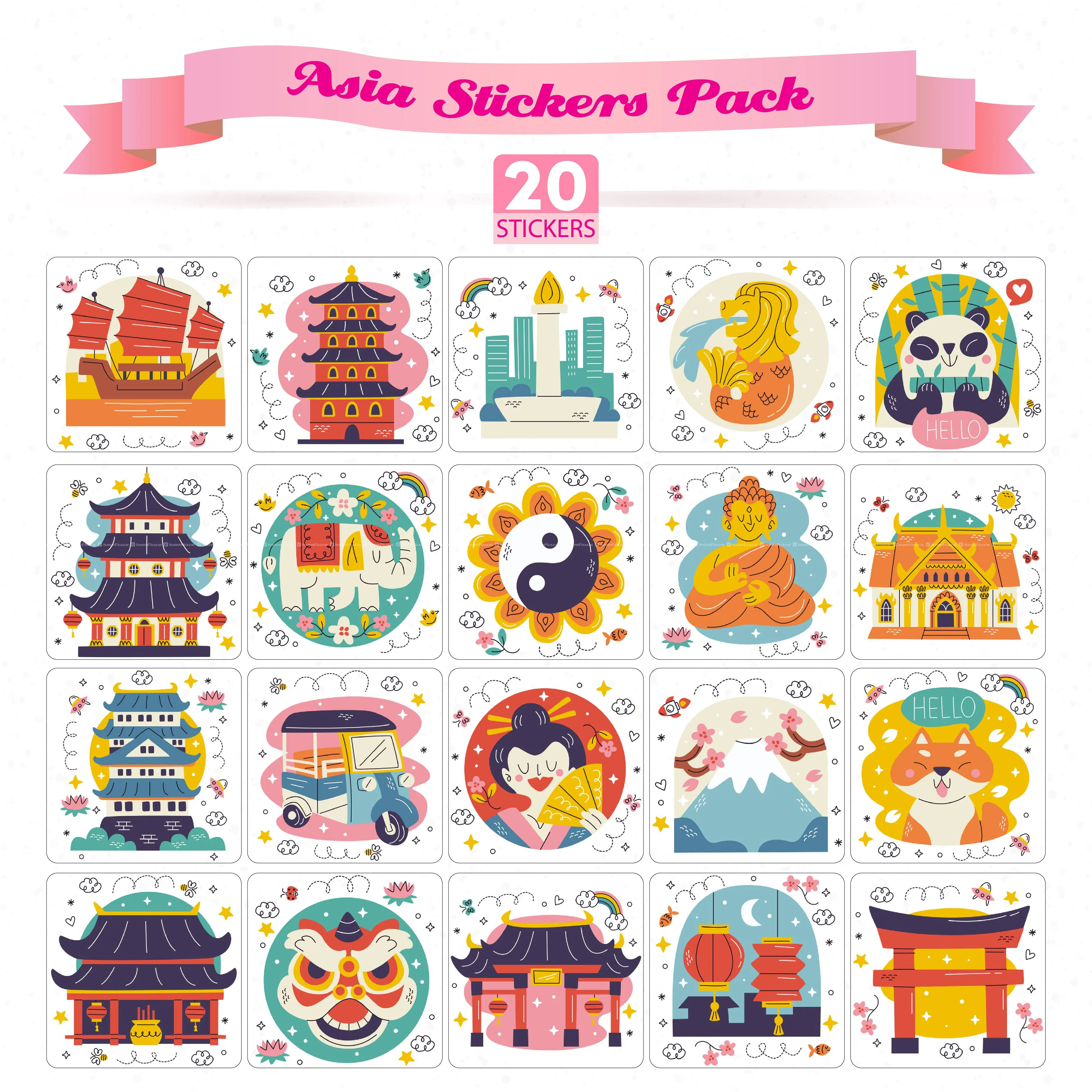 Asia Stickers Pack - 20 pcs